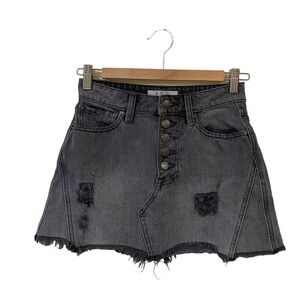 Free People We‎ The Free Distressed Denim Mini Skirt